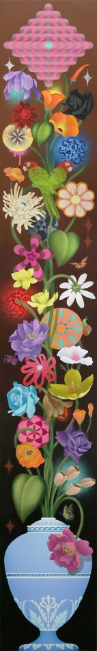 Casey Gray - Spray painting of vibrant flowers in vase