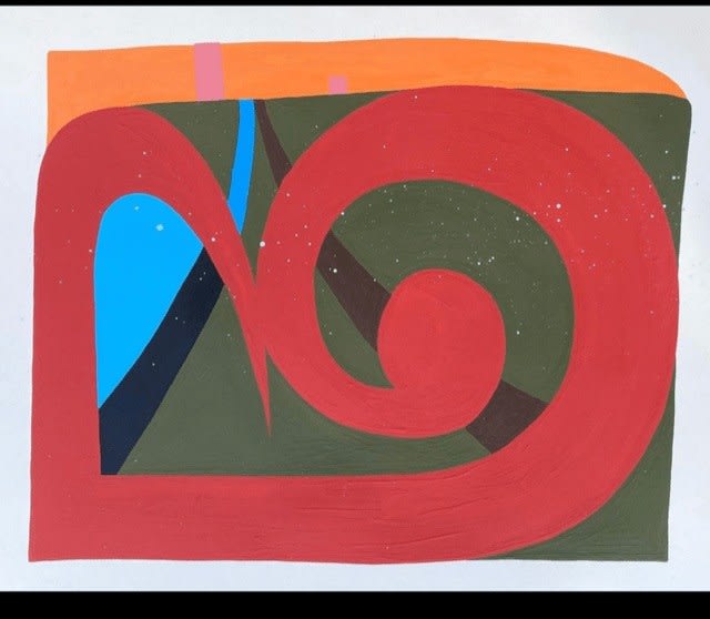 Bailey Ander's painting of a red shape