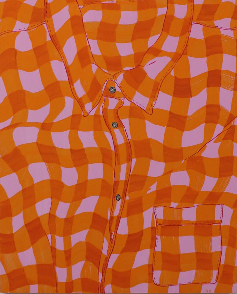 Hannah Knox, Pink and Tangerine Gingham Shirt, 2020