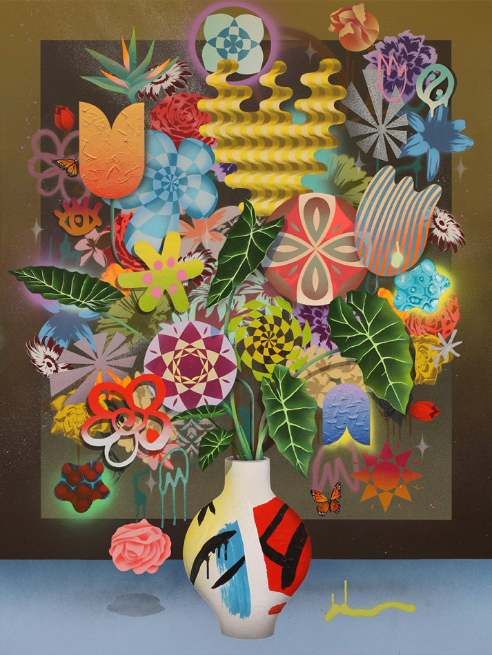 painting of a vase of flowers