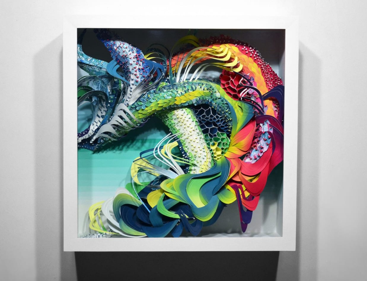 Crystal Wagner colorful abstract biomorphic paper sculpture