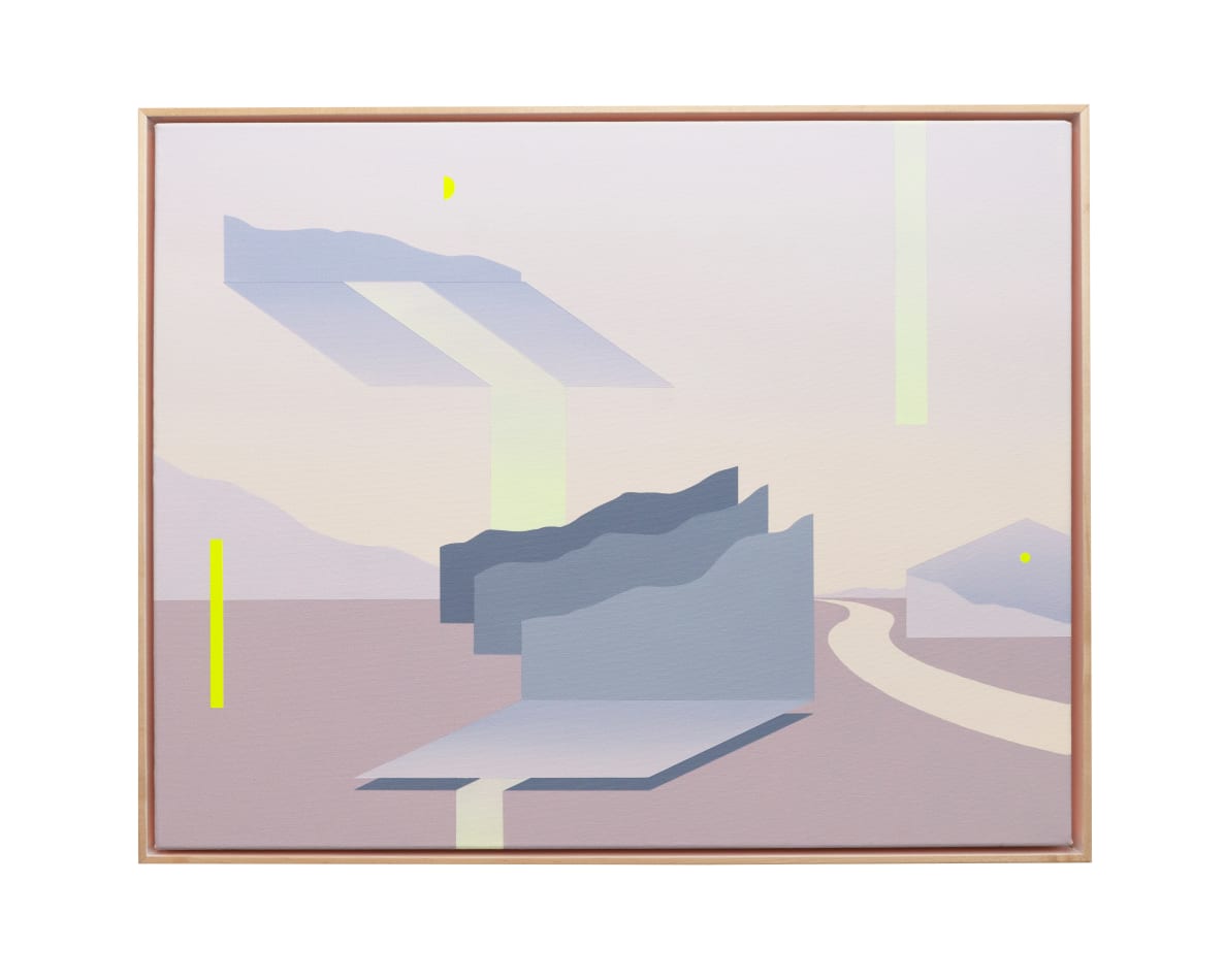 Madelein Tonzi painting of abstracted desert landscape in dusk pastel tones
