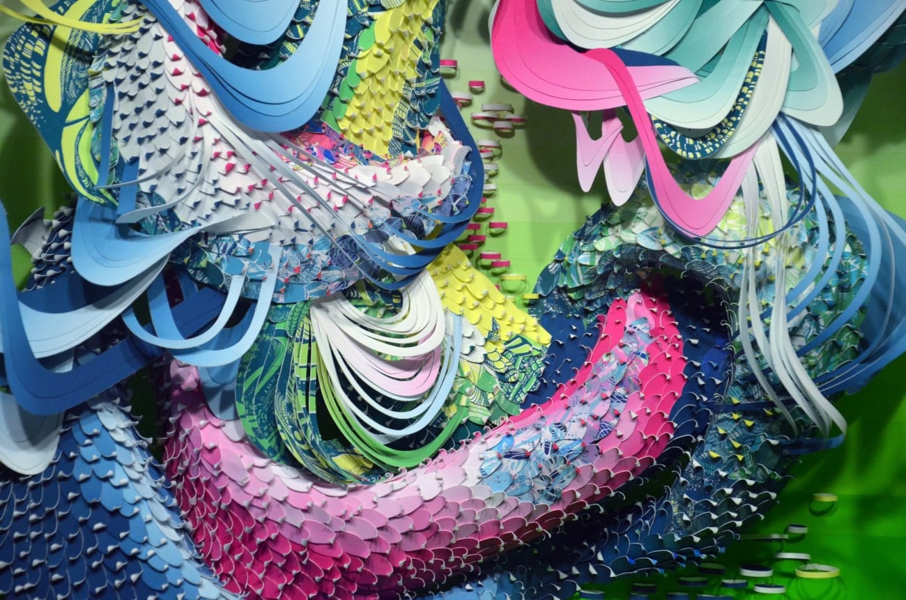 Crystal Wagner colorful abstract biomorphic paper sculpture