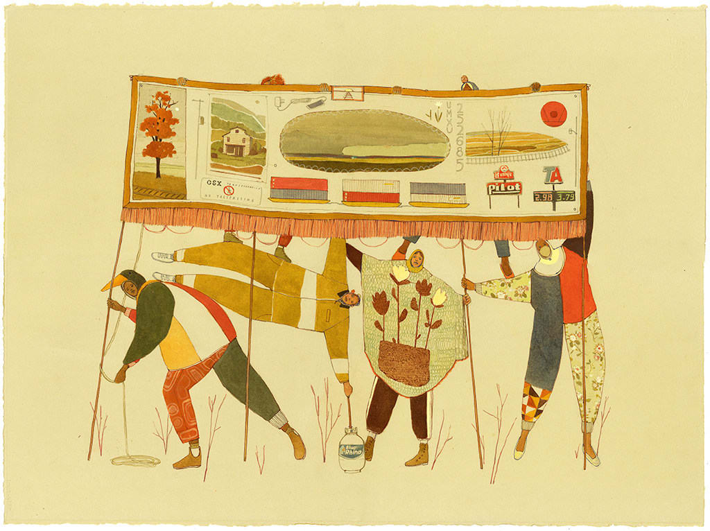 Pat Perry drawing of costumed figures