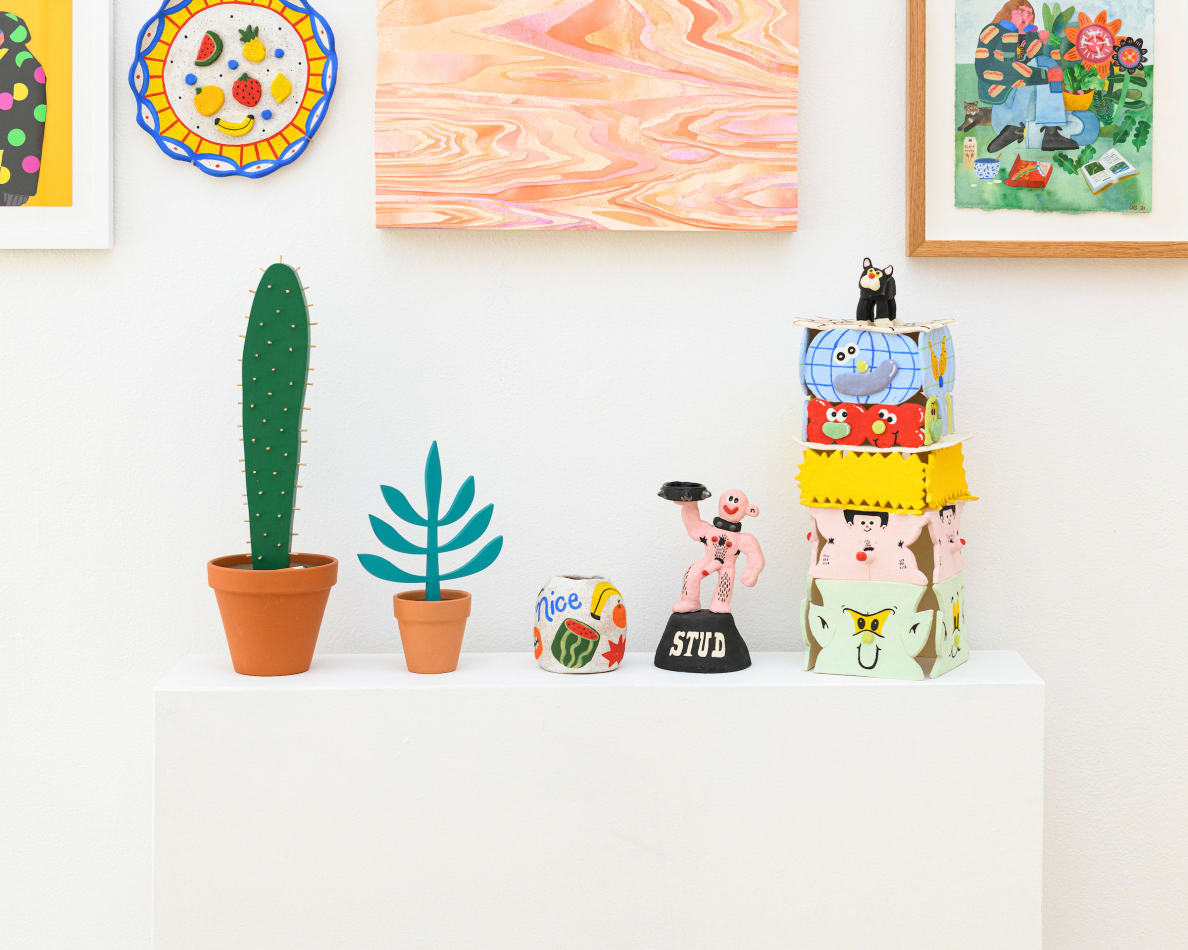 installation photo of sculptures at Friends & family