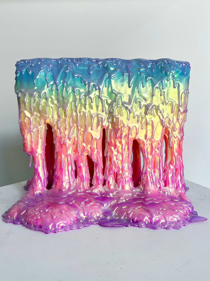 Dripping sculpture with rainbow gradient by Dan Lam