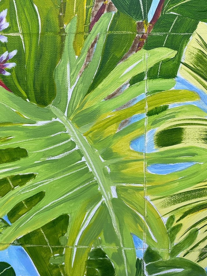Natalia Juncadella painting of tropical plants detail