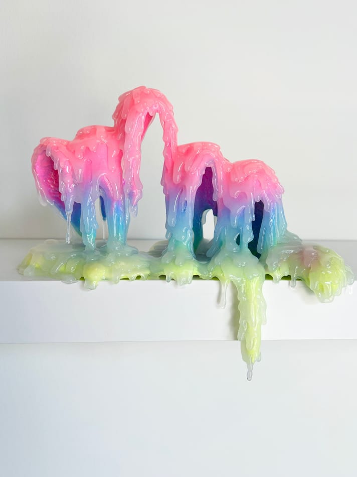 Dripping sculpture with rainbow gradient by Dan Lam