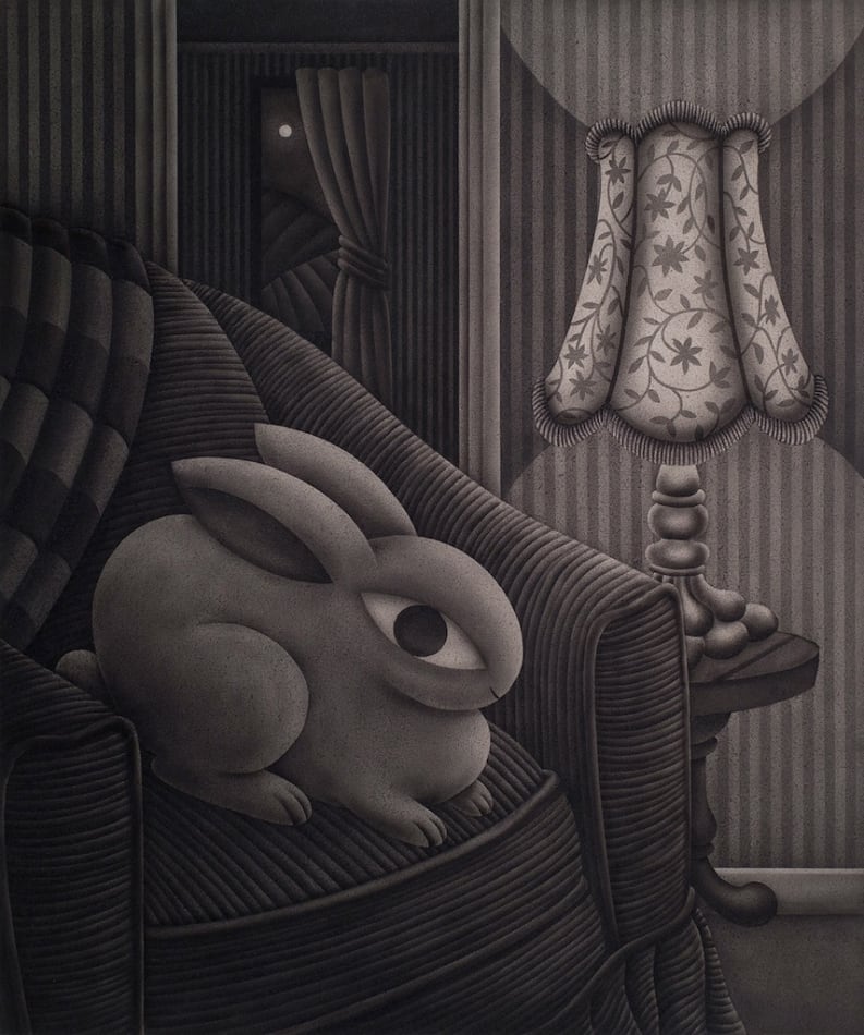 Angela Fang Zirbes, Rabbit on Sofa, 2024