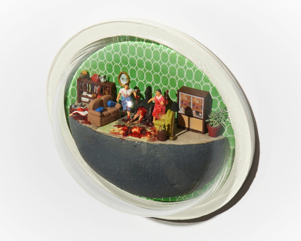 Abigail Goldman's sculpture of a living room murder scene