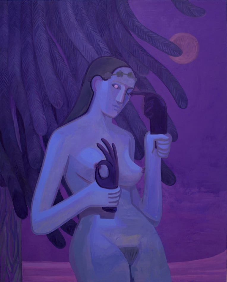Corey Lamb painting of nude female figure with floral crown