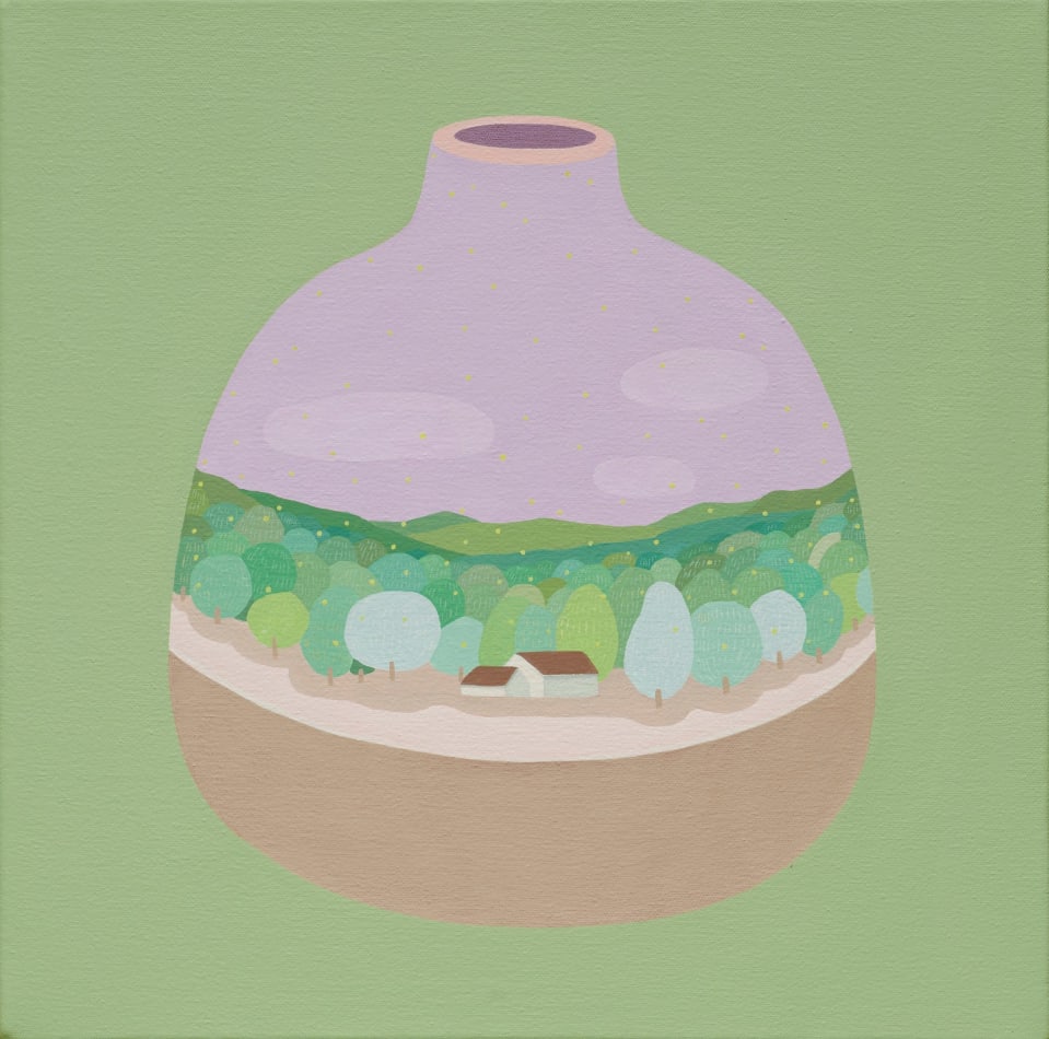Danym Kwon's panting of a vase with a scene inside it