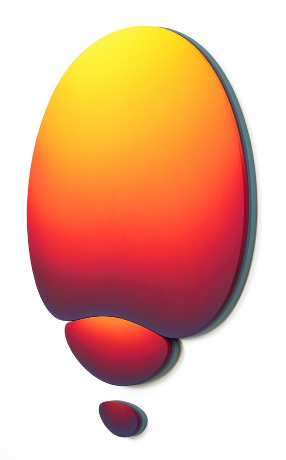 Jan Kaláb side view three circular objects with gradient from yellow to deep purple