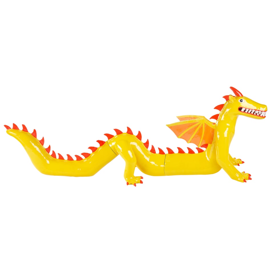 Lorien Stern's ceramic sculpture of a yellow dragon