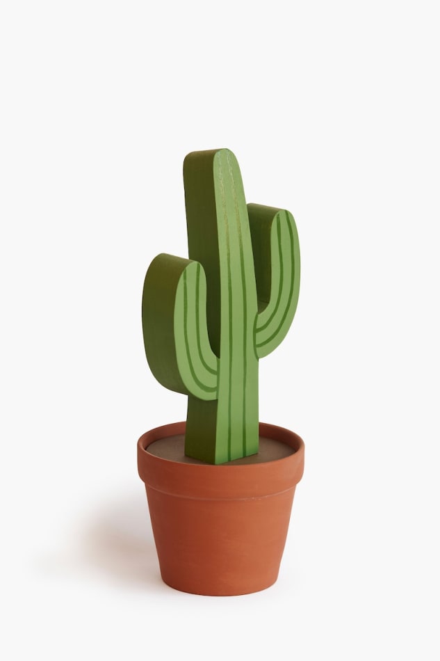 Jeff Canham wooden plant sculpture in a terra cotta pot