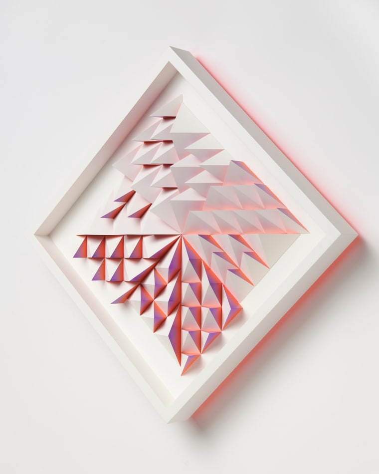 wooden wall sculpture by sean newport - pink