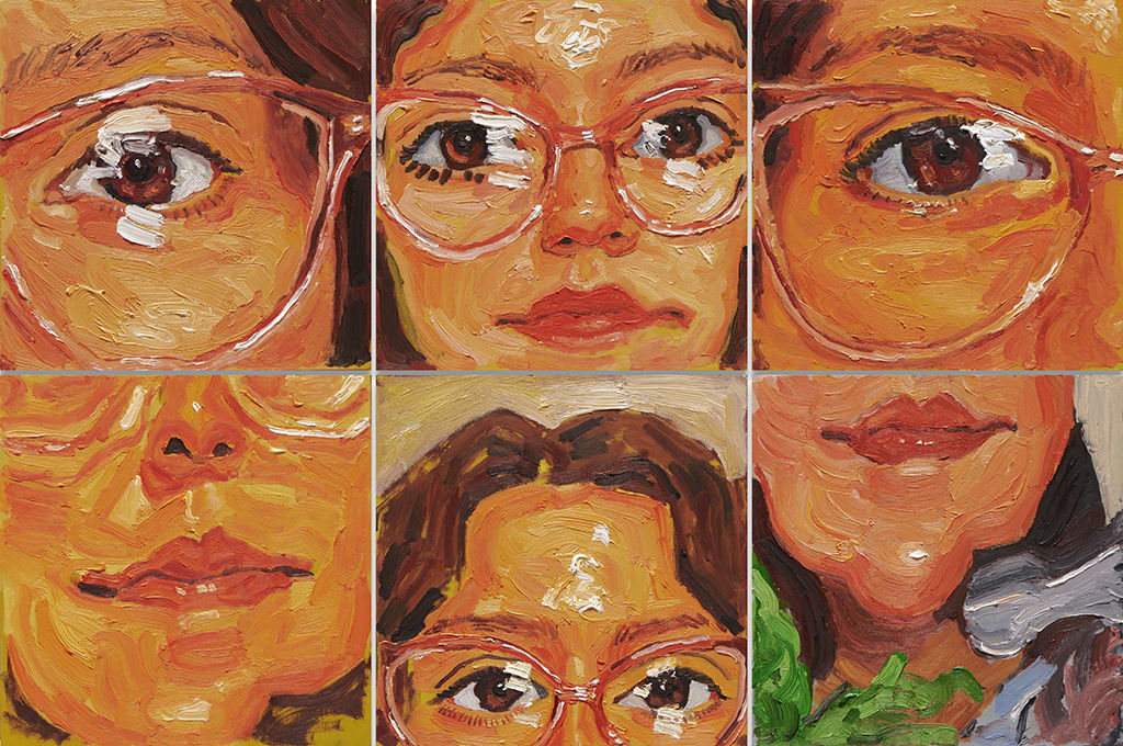 Emilio Villalba painting of woman in orange