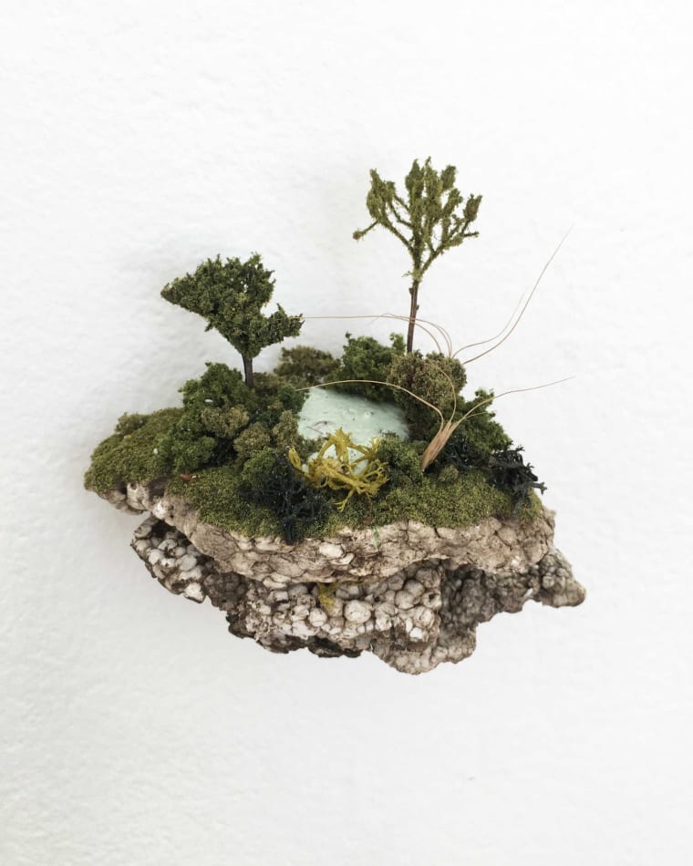 Gregory Euclide mixed media abstracted nature scene mini island