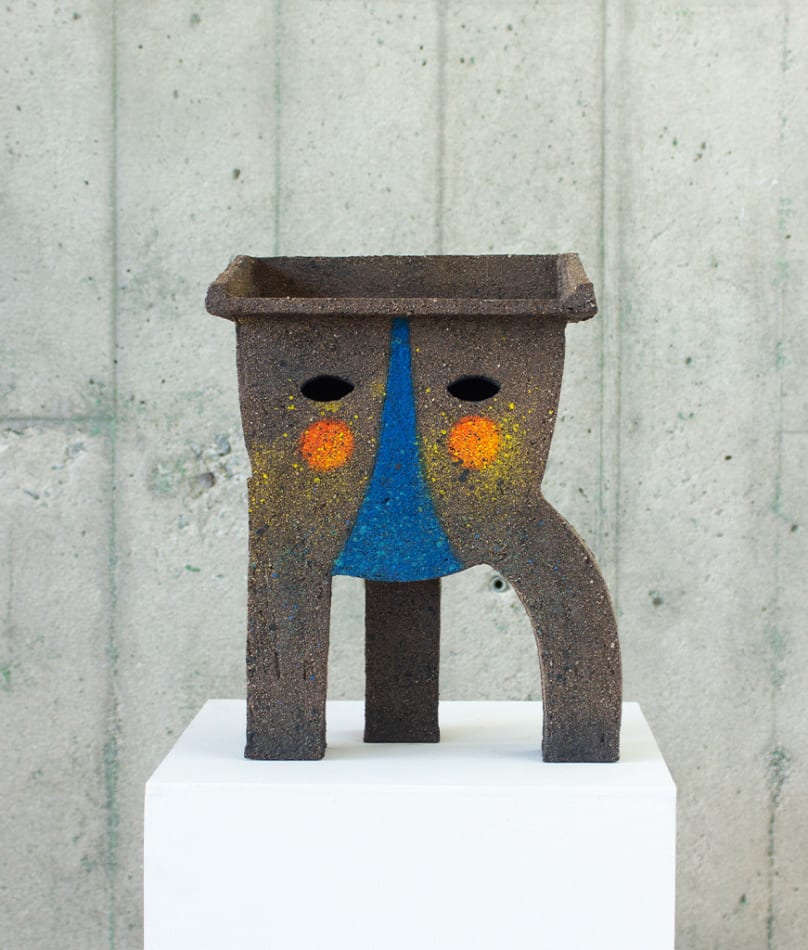 Lincoln Mayne's table sculpture with painted patterns
