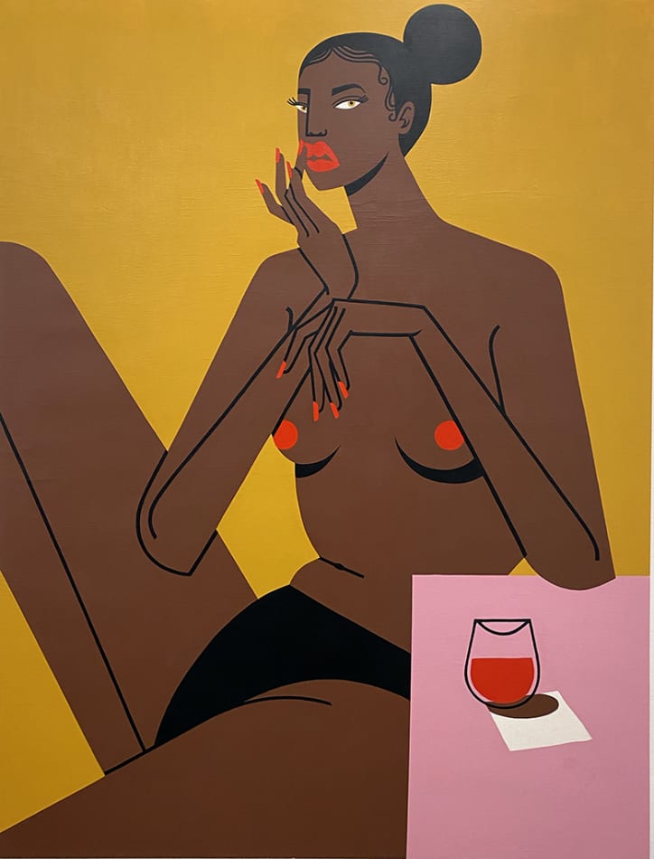 Jillian Evelyn painting of woman touching lips