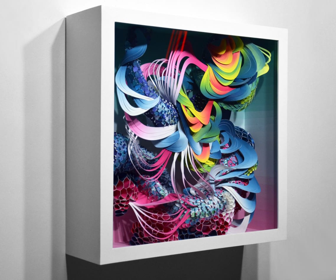 Crystal Wagner colorful abstract biomorphic paper sculpture