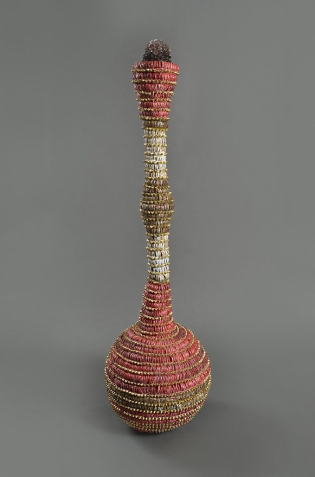 Lucien Shapiro sculpture of vessel made of bottle caps