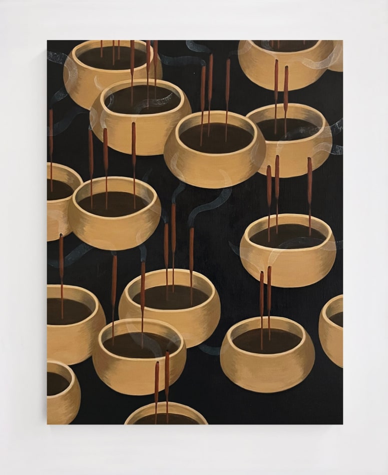 Crys Yin's painting of vases on the floor