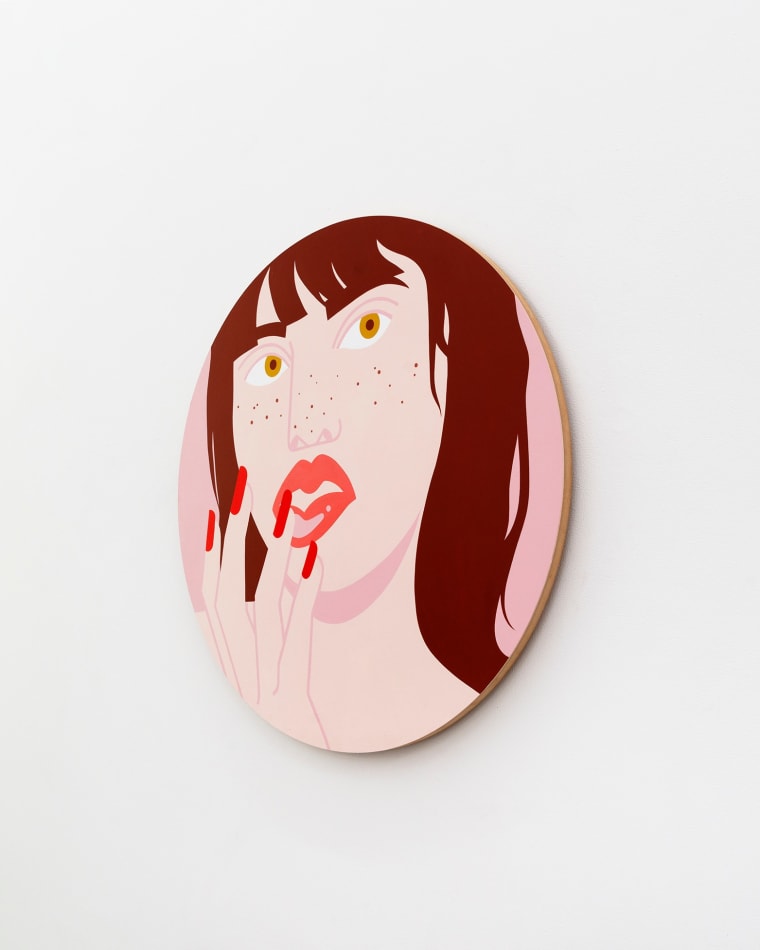 Painting of woman putting on lip gloss by Jillian Evelyn