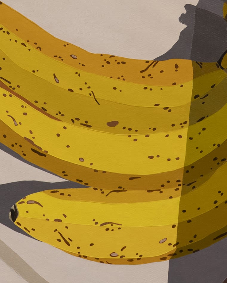 detail of Natalia Juncadella painting of pool steps, shadows and bananas