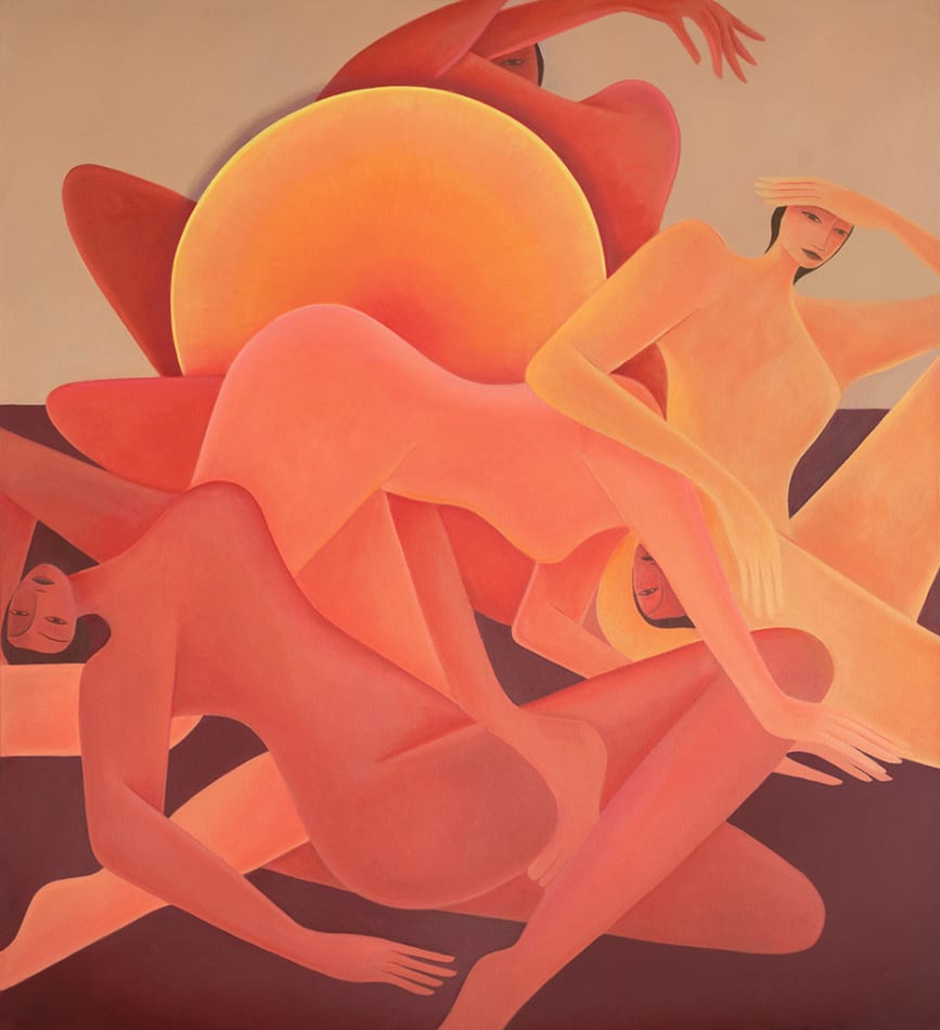 Laura Berger painting of women in pile intertwined