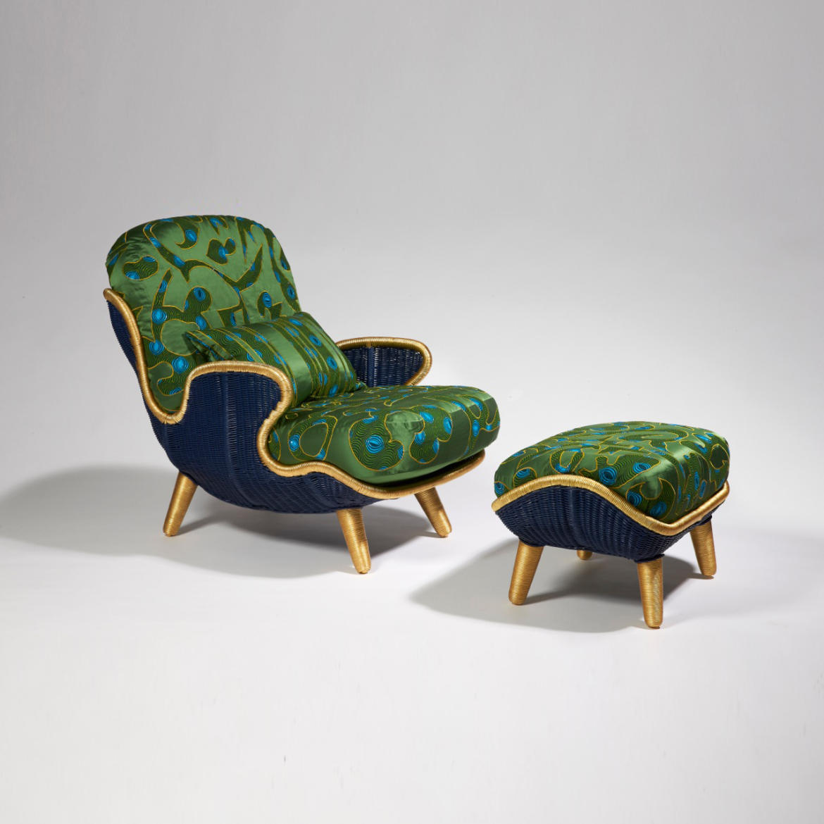 Mattia Bonetti, Siesta Lounge Chair, Handwoven Rattan, Upholstery (wicker Color And Upholstery Customizable)
