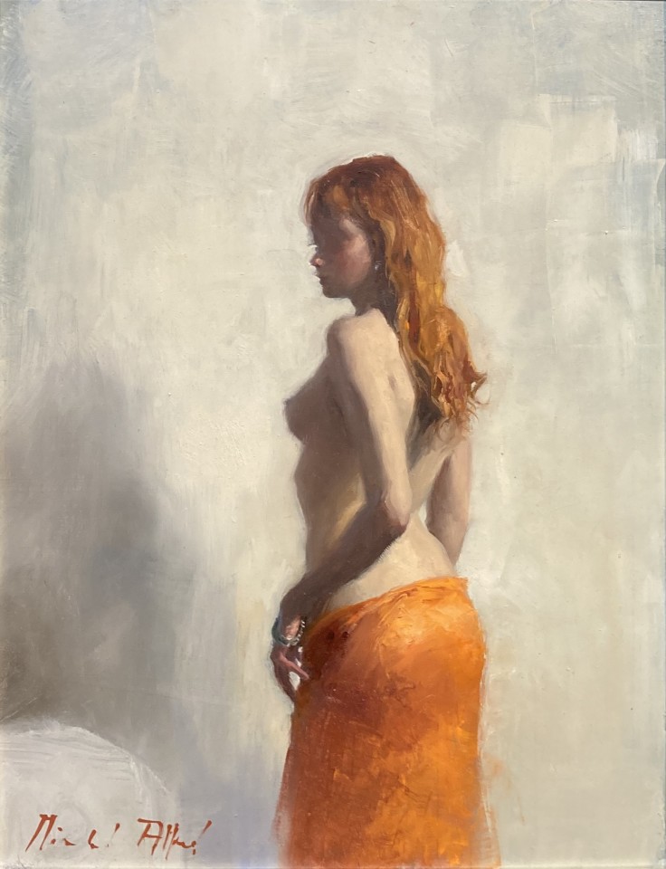 Michael Alford, Standing Nude with Tangerine Silk