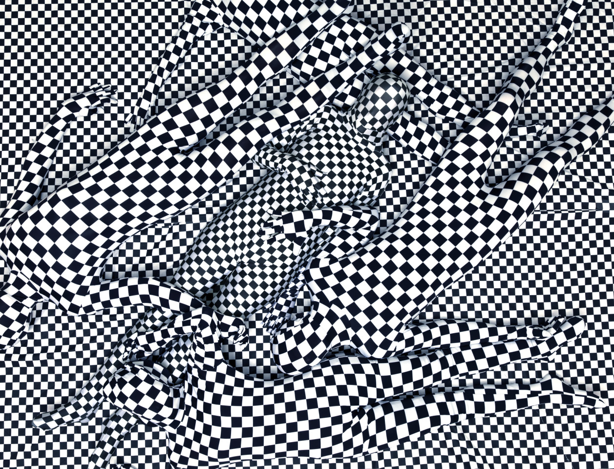 Olaf Breuning, Black and white pattern people, 2013