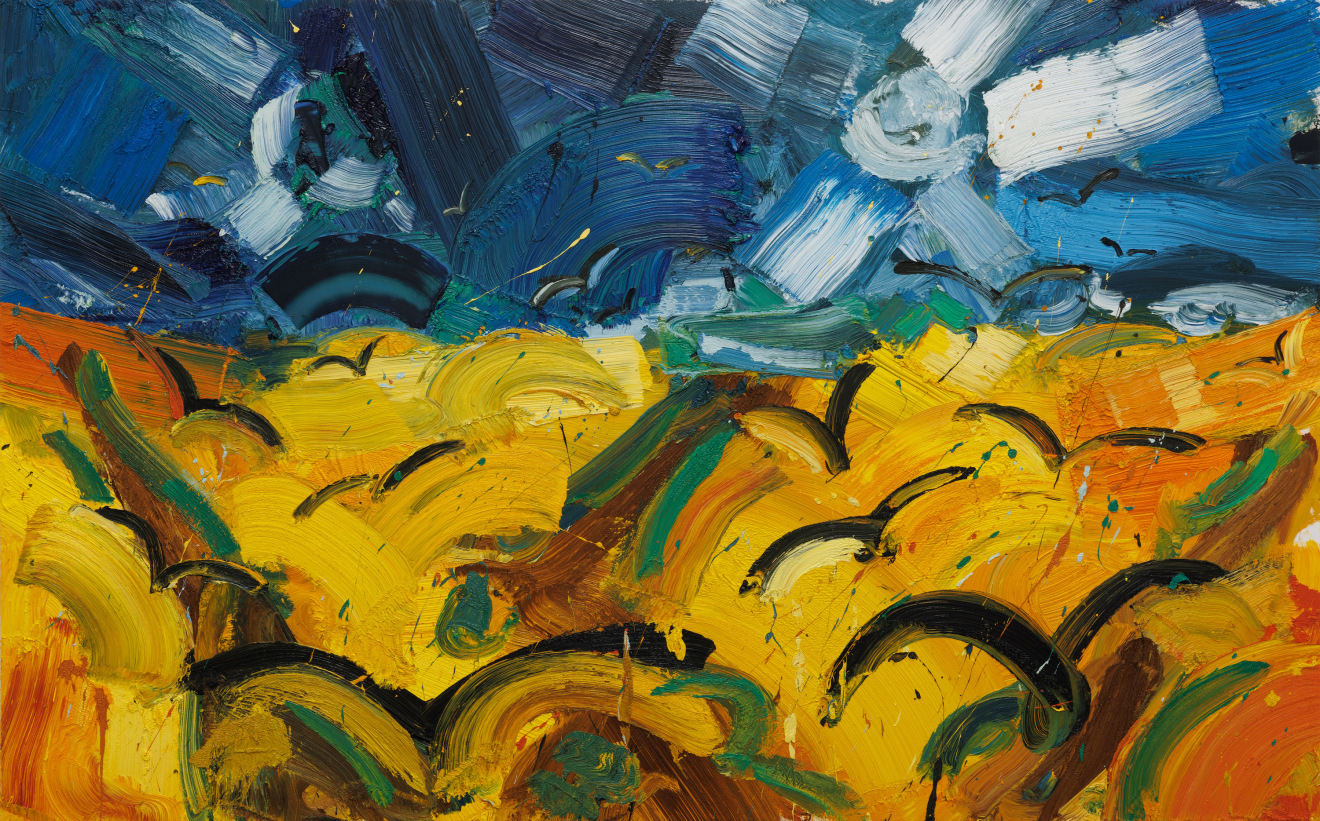 Amir Khojasteh, Landscape with blue sun, 2024