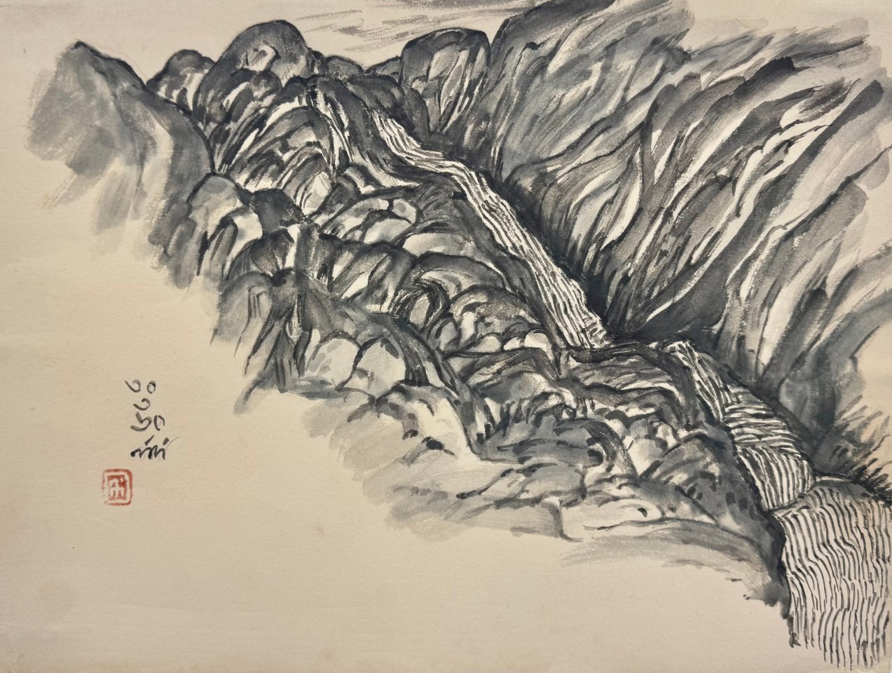 Nandalal Bose, Untitled (Mountain Stream) , 1960