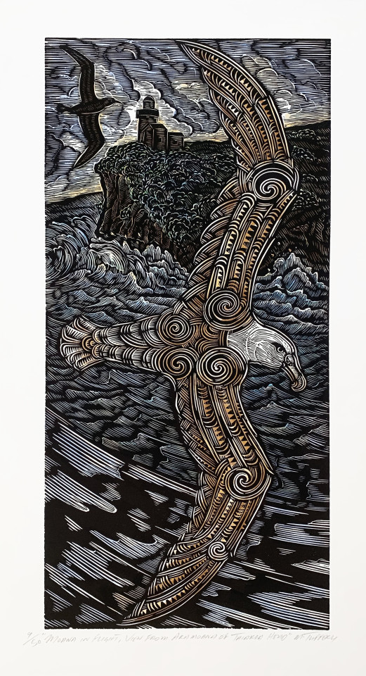 Michel Tuffery, Moana in Flight, view from Aramoana of Tairoa Head, 2018