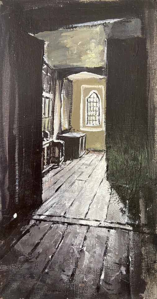 Matthew Wood, Gwydir Castle - View past the Ghost Room | Ffin y Parc Gallery