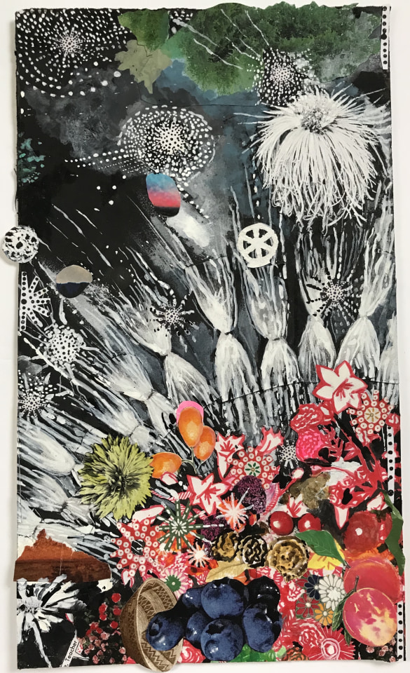 Sally Gil  Tall Mumm  2017  collage, acrylic and casein on paper  12 x 7 in.