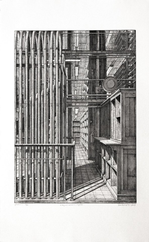 Érik Desmazières, Le Grand orgue pneumatique, Le Magasin Central des Imprimés, planche 1, 2013