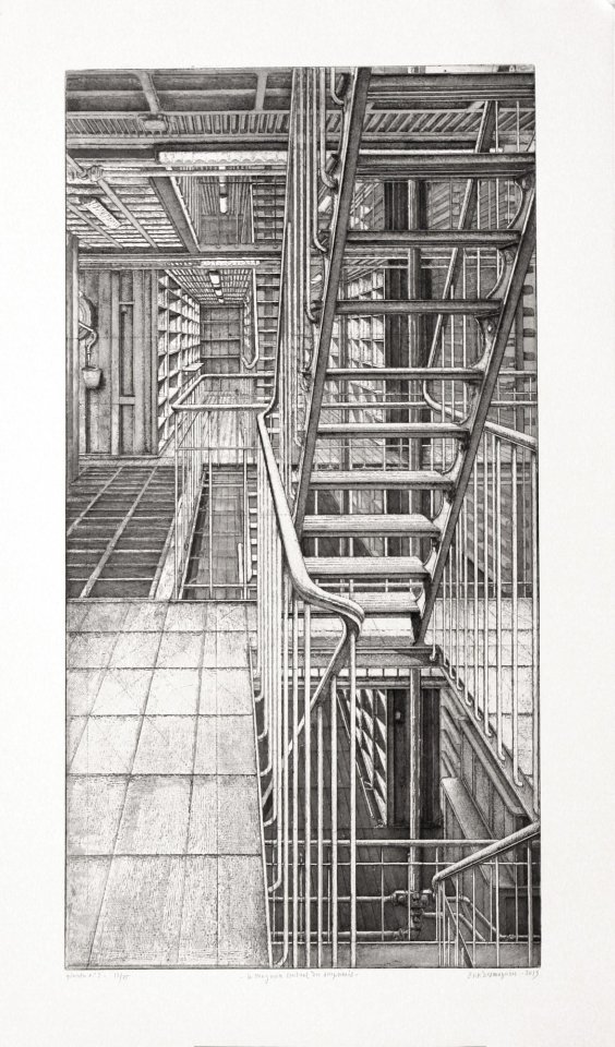 Érik Desmazières, Travée est-ouest, Le Magasin Central des Imprimés, planche 3, 2013