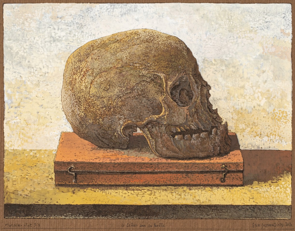 Érik Desmazières, Le Crâne sur sa boîte, 2021