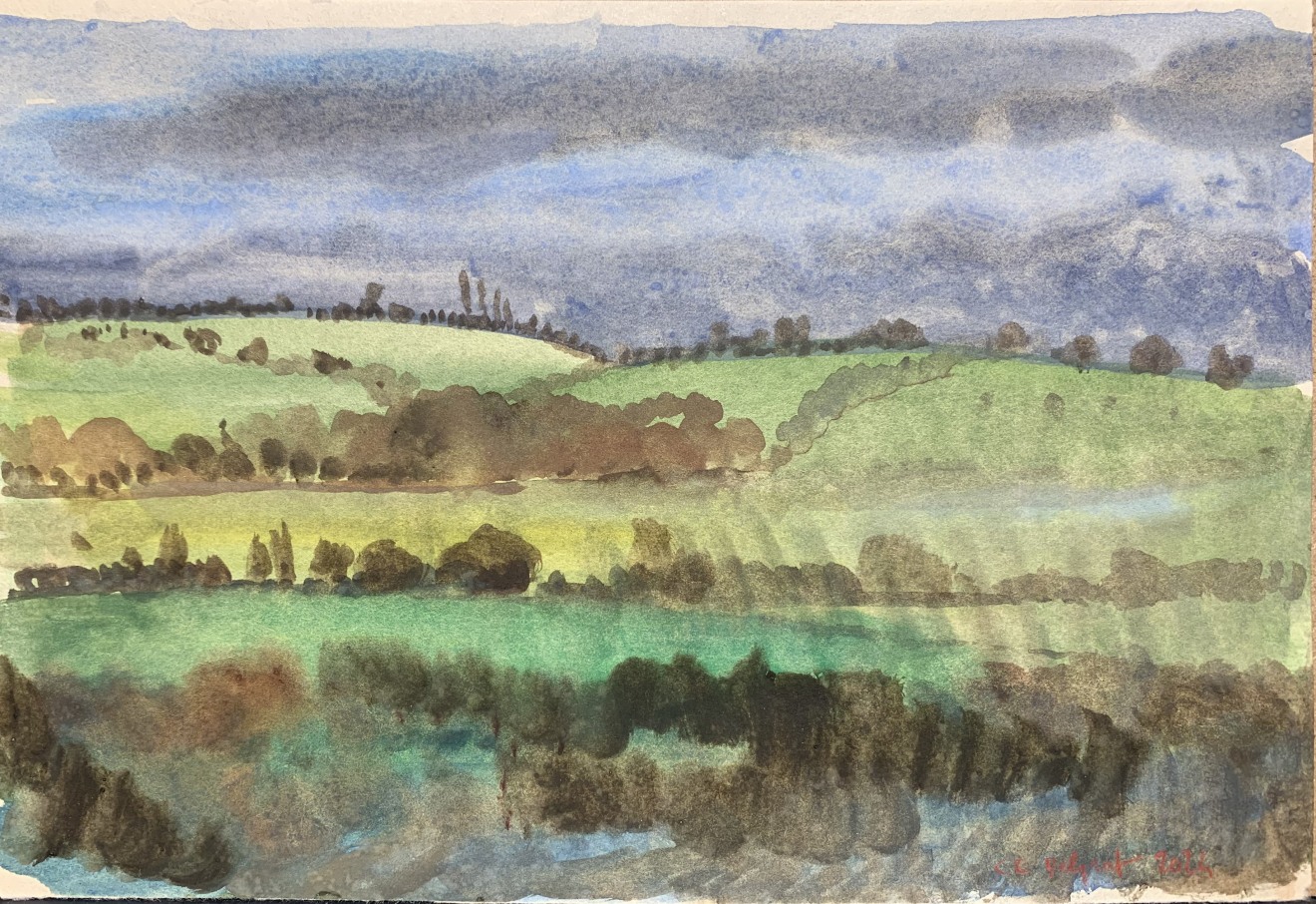 Charles-Élie Delprat, Depuis le train, deux collines entre Dieppe et Rouen, 2024