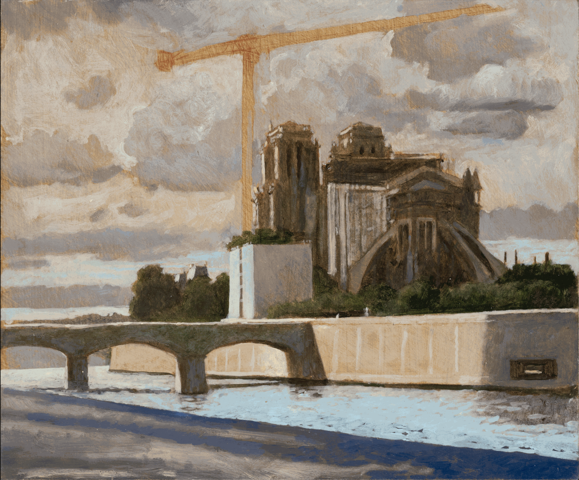 Charles-Élie Delprat, Notre-Dame depuis le quai Montebello, fin de journée, 2020