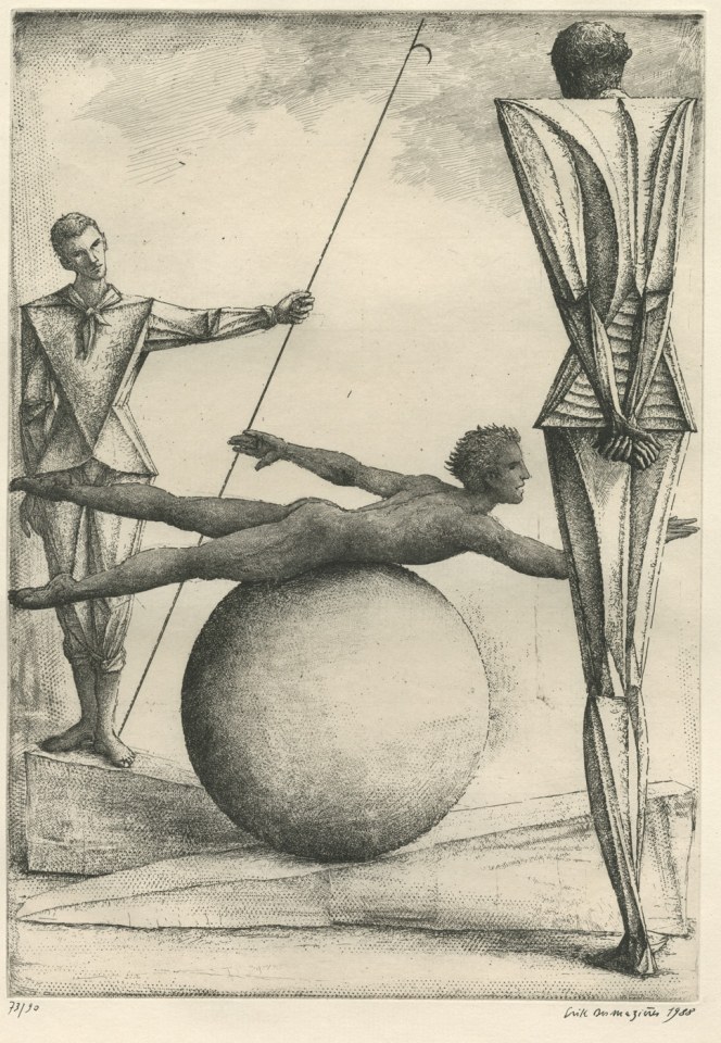 Érik Desmazières, Caprices - Planche 11 : Leçon de natation (crawl), 1988