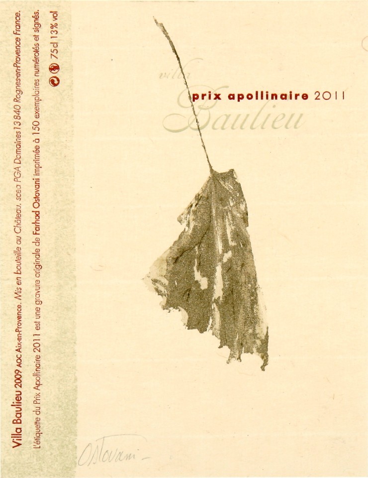 Farhad Ostovani, Feuille - Etiquette du prix apollinaire, 2011
