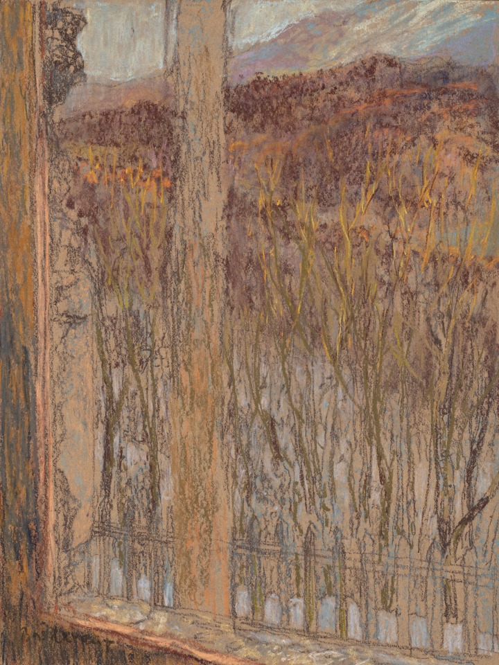 Martin Basdevant, Matin bleu - Fenêtre et bois rouge, 2023