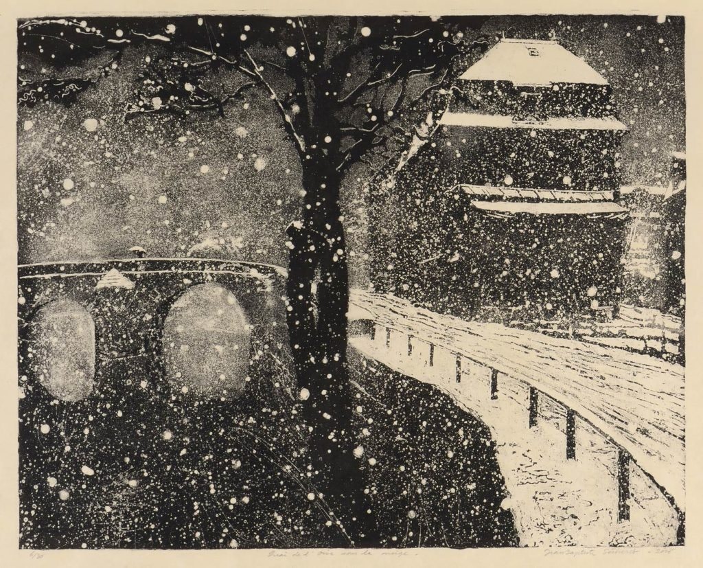 Jean-Baptiste Sécheret, Quai de l’Oise sous la neige, 2016