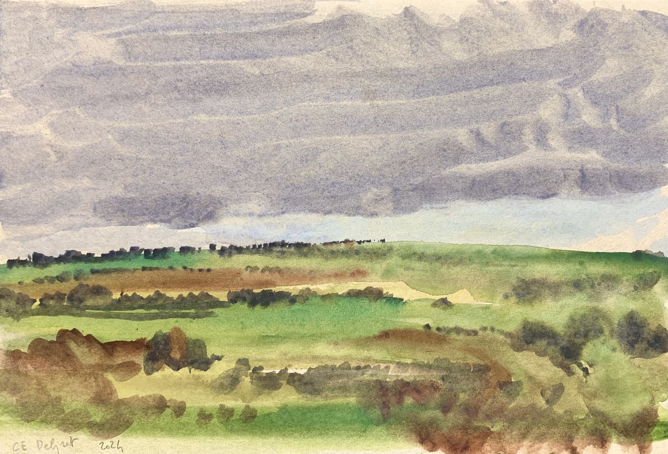 Charles-Élie Delprat, La vallée de la Scie, depuis le train entre Dieppe et Rouen, 2024
