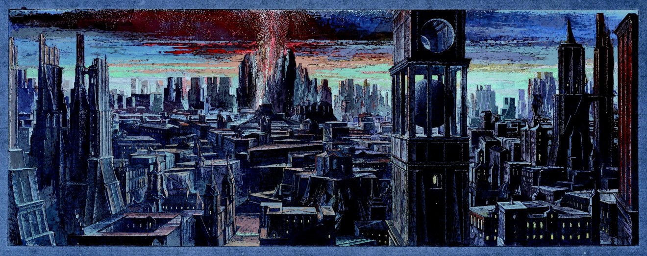 Érik Desmazières, Ville imaginaire II, 1999 - 2016 eau forte, état rehaussé