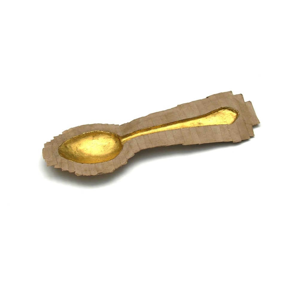 Spoon Series, 2011 - On going Papier Mache, Gold Leaf